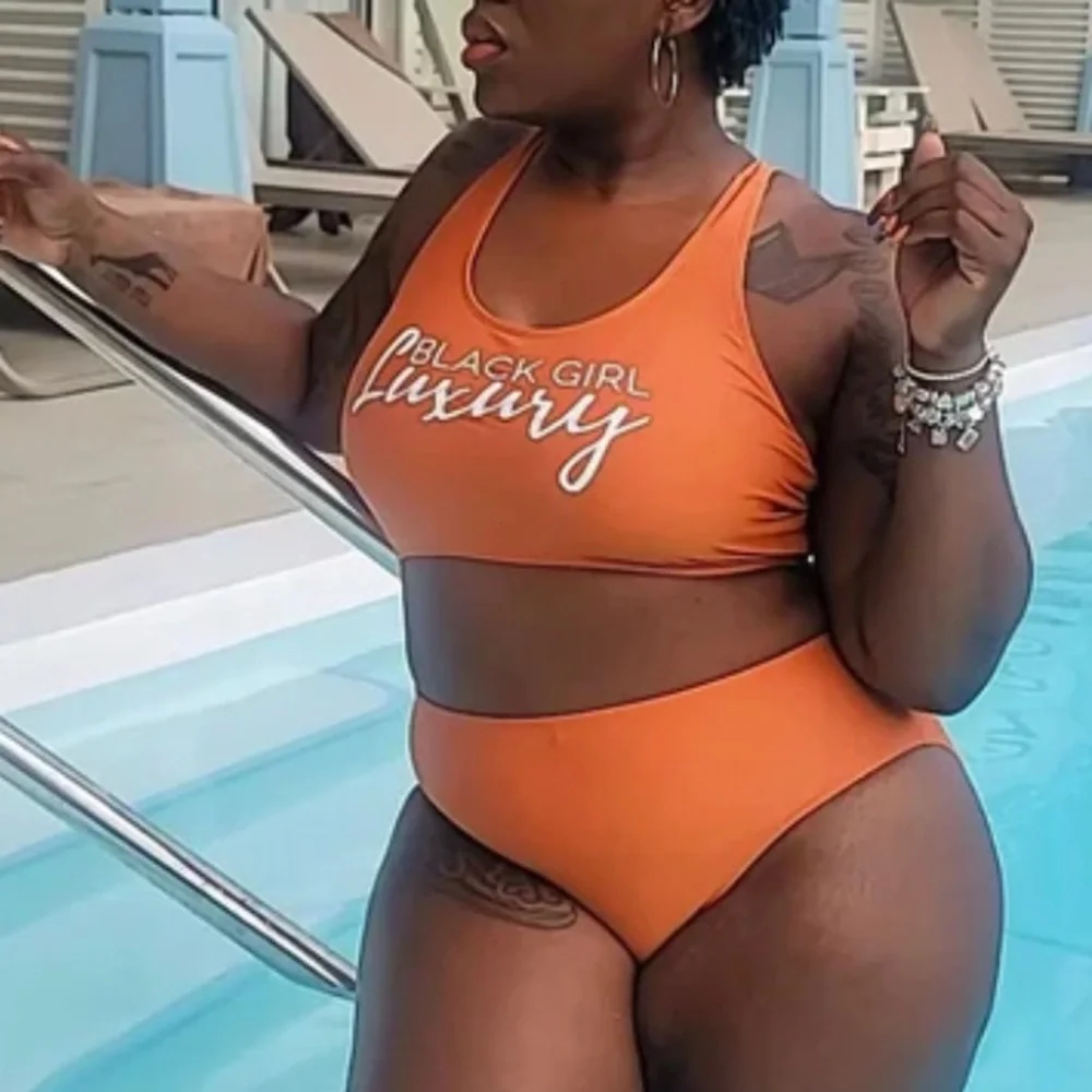 NEW! Black Girl Luxury Tankini Bikini Tank Top Swimsuit 2pc - Size M - Picture 2 of 3